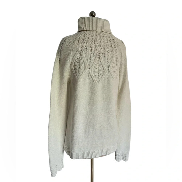 Sundance Mountainview Boho White Cable Knit Turtleneck Winter Sweater S - Picture 7 of 11